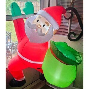 🆕4FT Christmas Inflatable Santa Claus Gift Bag Window Roof Outdoor Decoration